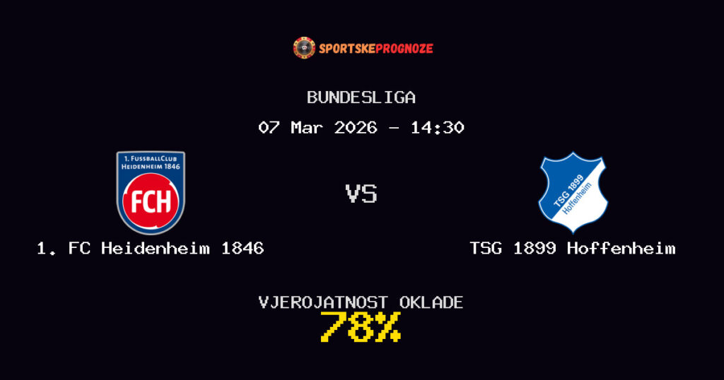 1. FC Heidenheim 1846 vs TSG 1899 Hoffenheim Prognoza Utakmice - Bundesliga - Saveti Za Klađenje