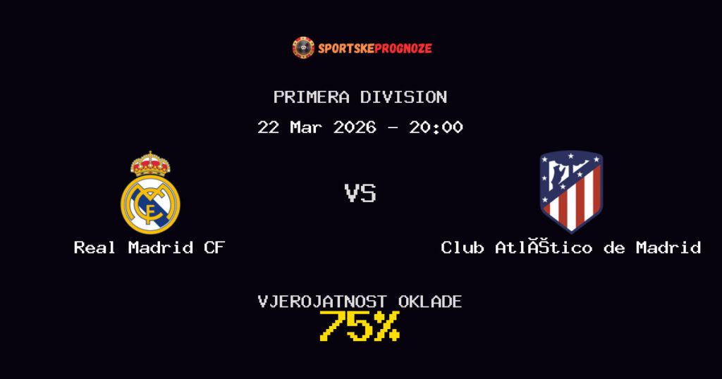 Real Madrid CF vs Club Atlético de Madrid Prognoza Utakmice - Primera Division - Saveti Za Klađenje